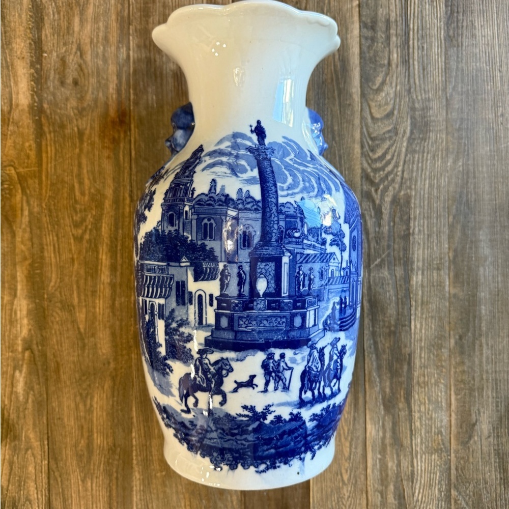 Victoria Ware Blue and White Chinoiserie Vase|Vintage Chinoiserie Vase - Picture 5 of 8